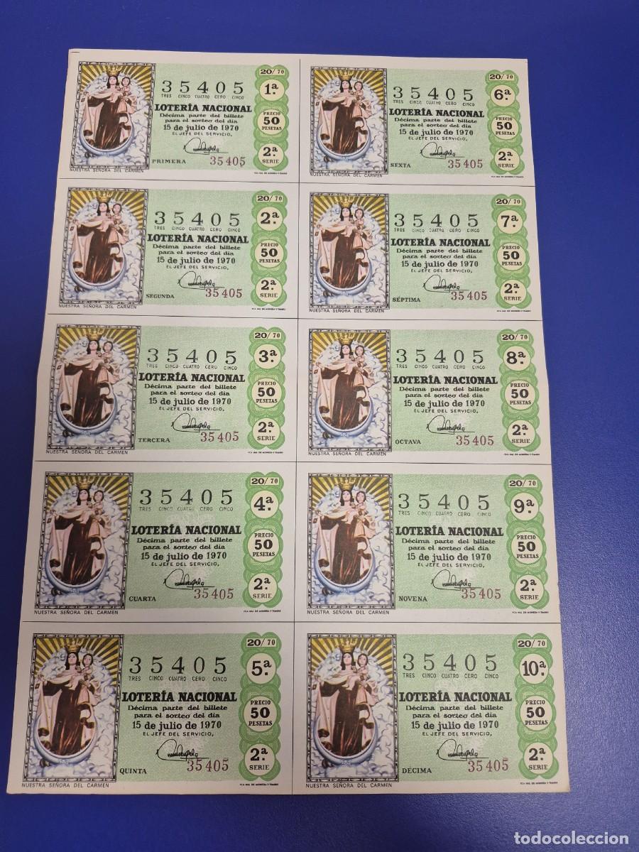 Loter&iacute;a nacional: LOTERIA NACIONAL SORTEO 20 DE 1970 BILLETE COMPLETO SERIE 2