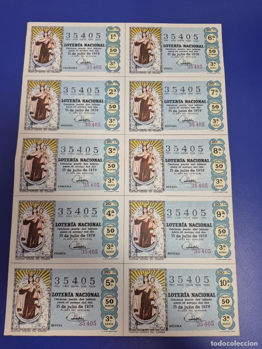 Loter&iacute;a nacional: LOTERIA NACIONAL SORTEO 20 DE 1970 BILLETE COMPLETO SERIE 3