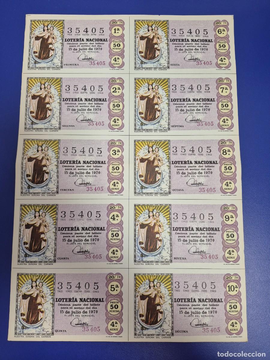 Loter&iacute;a nacional: LOTERIA NACIONAL SORTEO 20 DE 1970 BILLETE COMPLETO SERIE 4