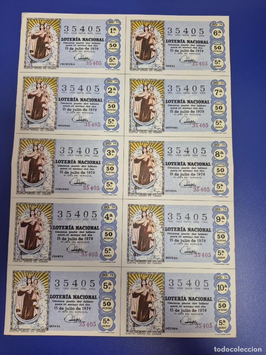 Loter&iacute;a nacional: LOTERIA NACIONAL SORTEO 20 DE 1970 BILLETE COMPLETO SERIE 5