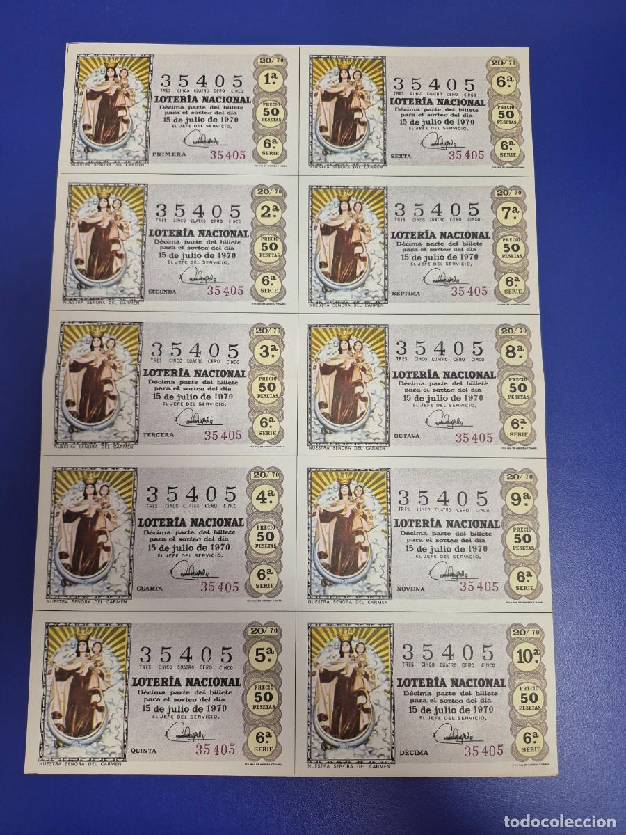 Loter&iacute;a nacional: LOTERIA NACIONAL SORTEO 20 DE 1970 BILLETE COMPLETO SERIE 6
