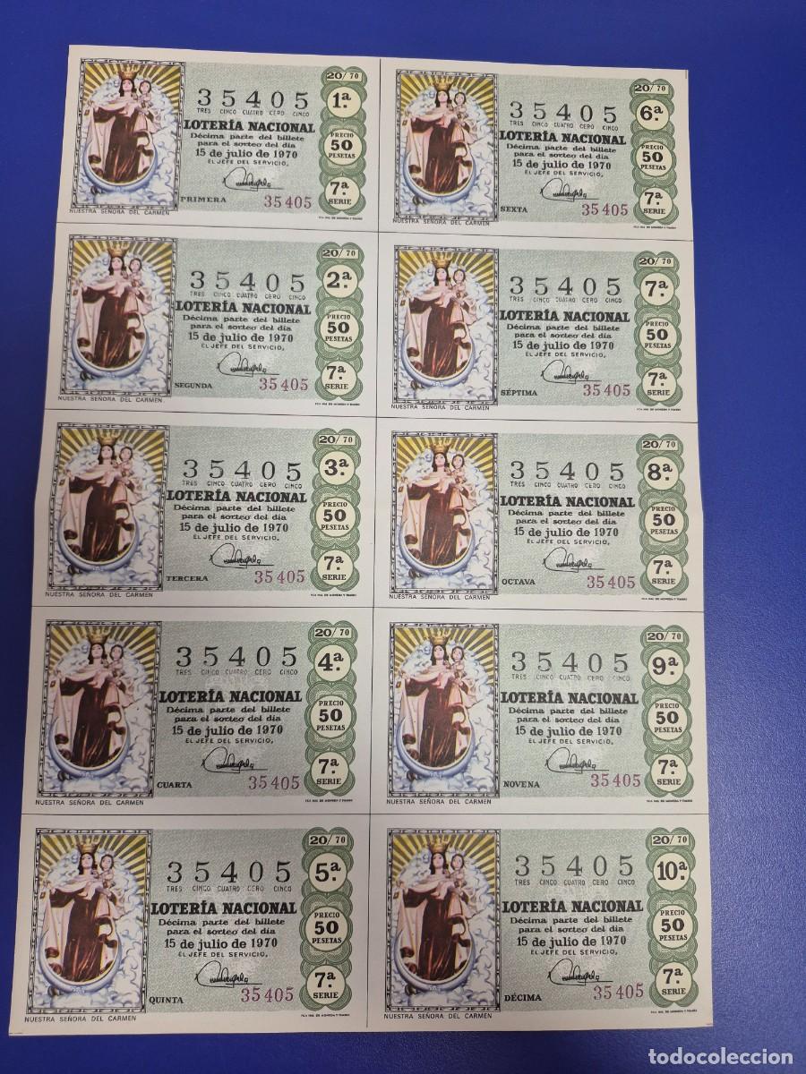 Loter&iacute;a nacional: LOTERIA NACIONAL SORTEO 20 DE 1970 BILLETE COMPLETO SERIE 7