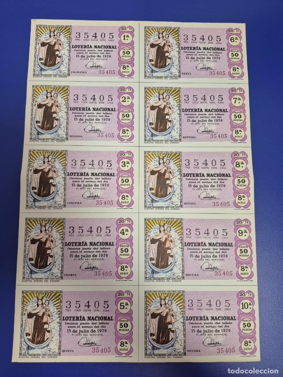 Loter&iacute;a nacional: LOTERIA NACIONAL SORTEO 20 DE 1970 BILLETE COMPLETO SERIE 8