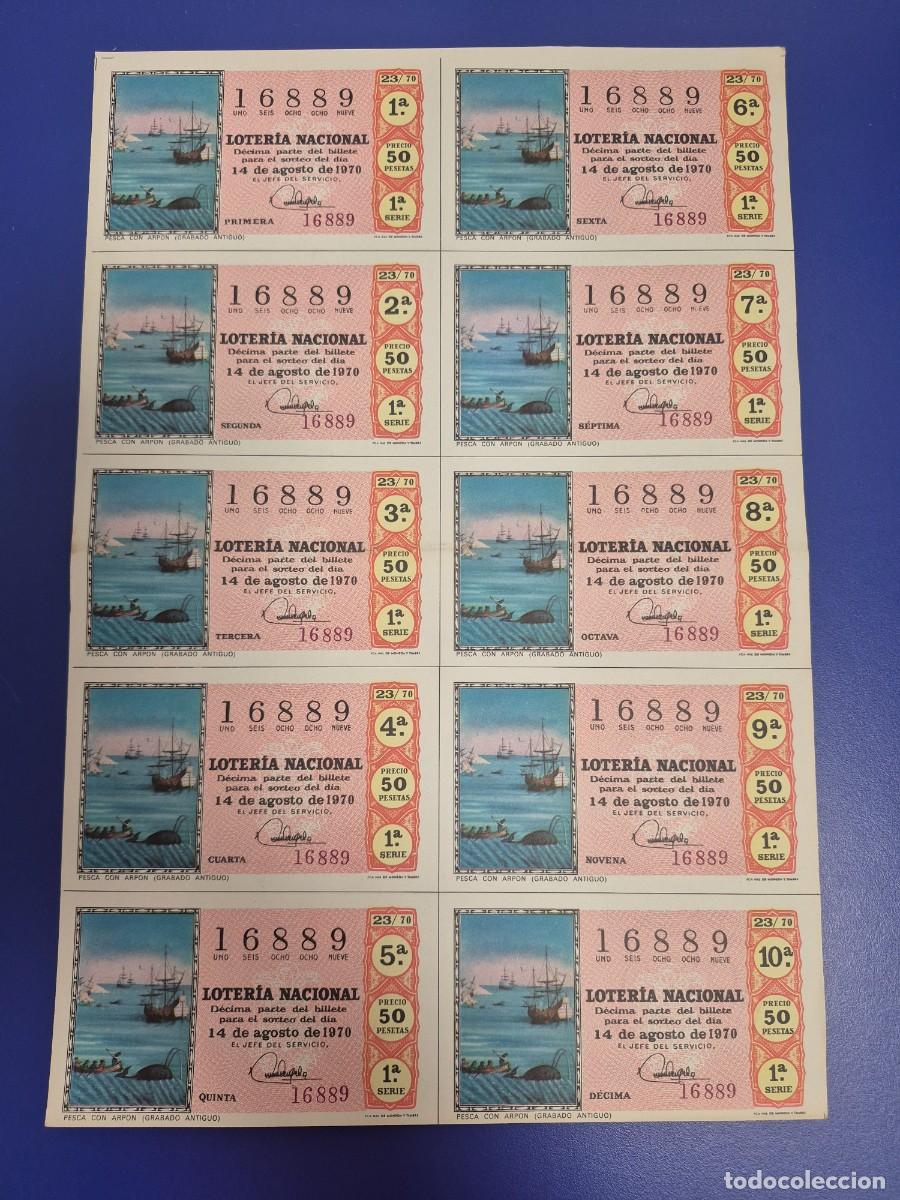 Lotteria Nationale Spagnola: LOTERIA NACIONAL SORTEO 23 DE 1970 BILLETE COMPLETO SERIE 1
