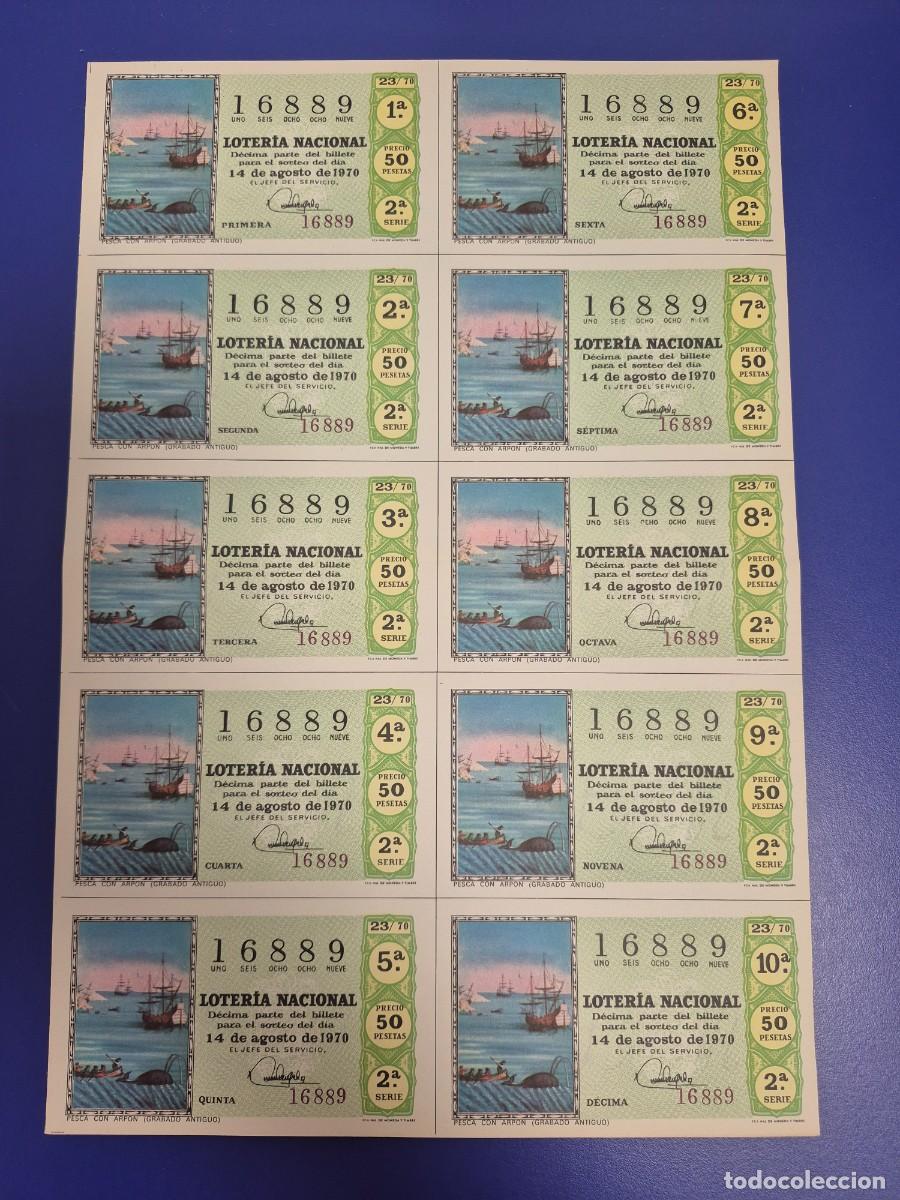 Lotteria Nationale Spagnola: LOTERIA NACIONAL SORTEO 23 DE 1970 BILLETE COMPLETO SERIE 2