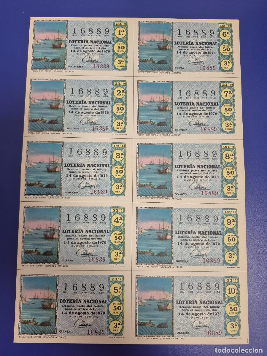 Lotteria Nationale Spagnola: LOTERIA NACIONAL SORTEO 23 DE 1970 BILLETE COMPLETO SERIE 3
