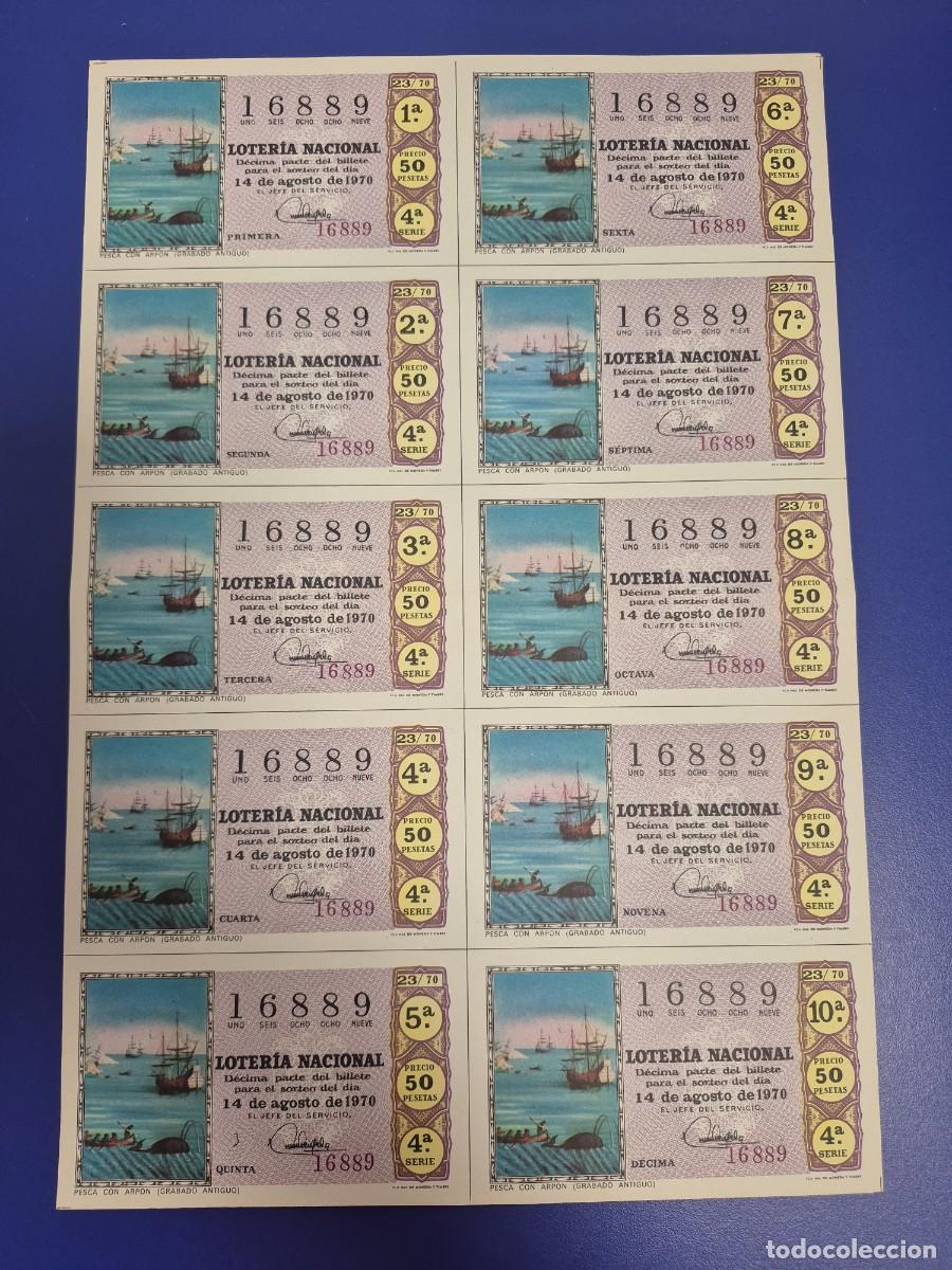 Lotteria Nationale Spagnola: LOTERIA NACIONAL SORTEO 23 DE 1970 BILLETE COMPLETO SERIE 4