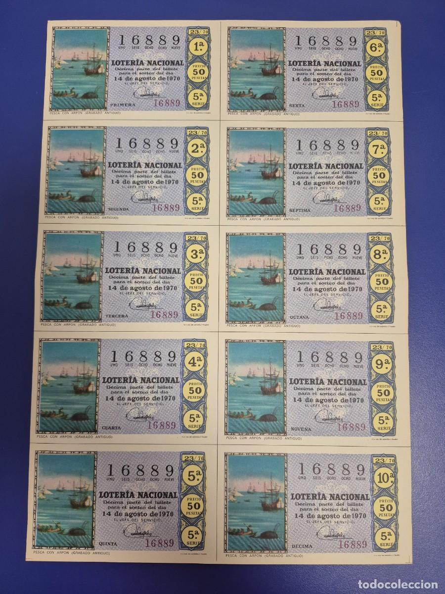Lotteria Nationale Spagnola: LOTERIA NACIONAL SORTEO 23 DE 1970 BILLETE COMPLETO SERIE 5