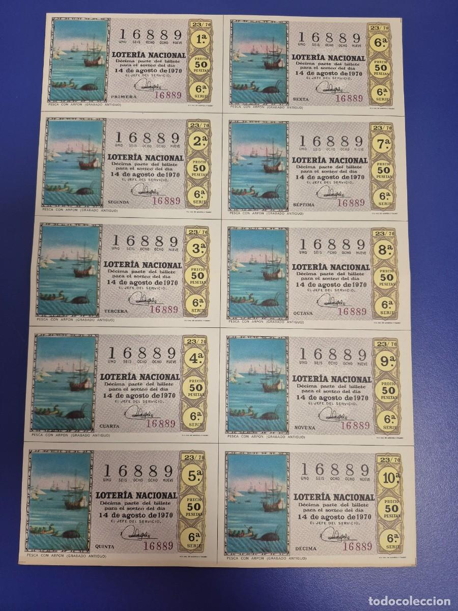 Lotteria Nationale Spagnola: LOTERIA NACIONAL SORTEO 23 DE 1970 BILLETE COMPLETO SERIE 6