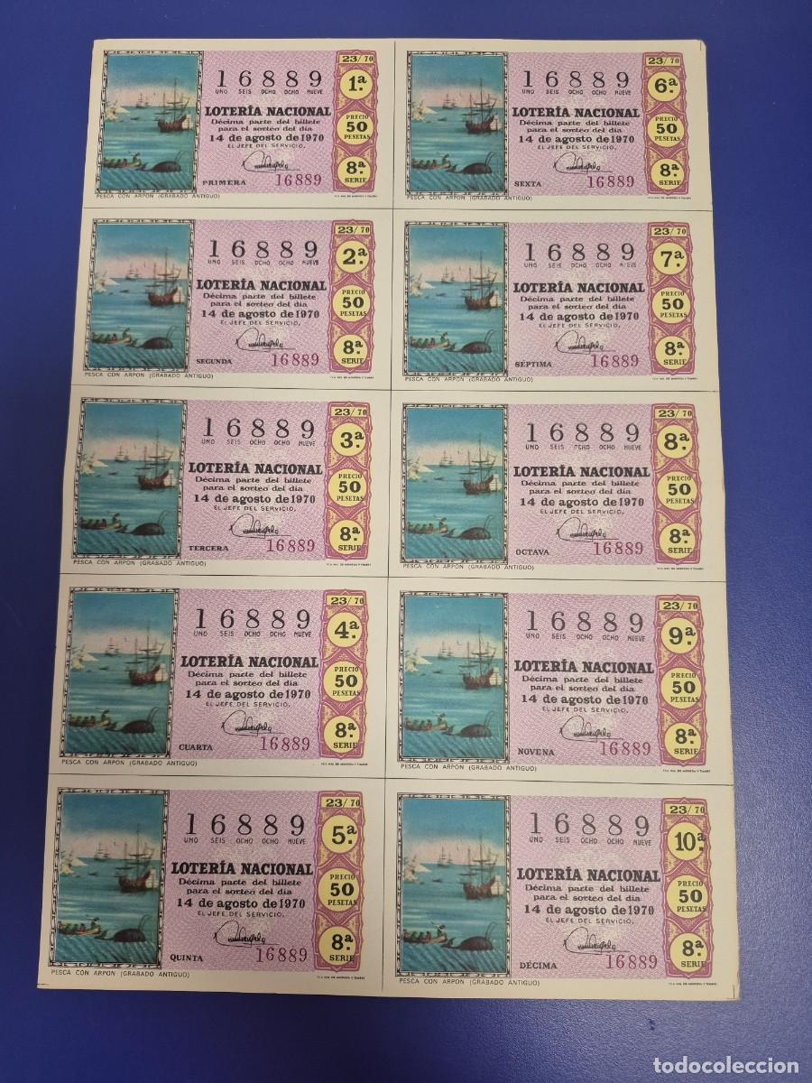 Lotteria Nationale Spagnola: LOTERIA NACIONAL SORTEO 23 DE 1970 BILLETE COMPLETO SERIE 8