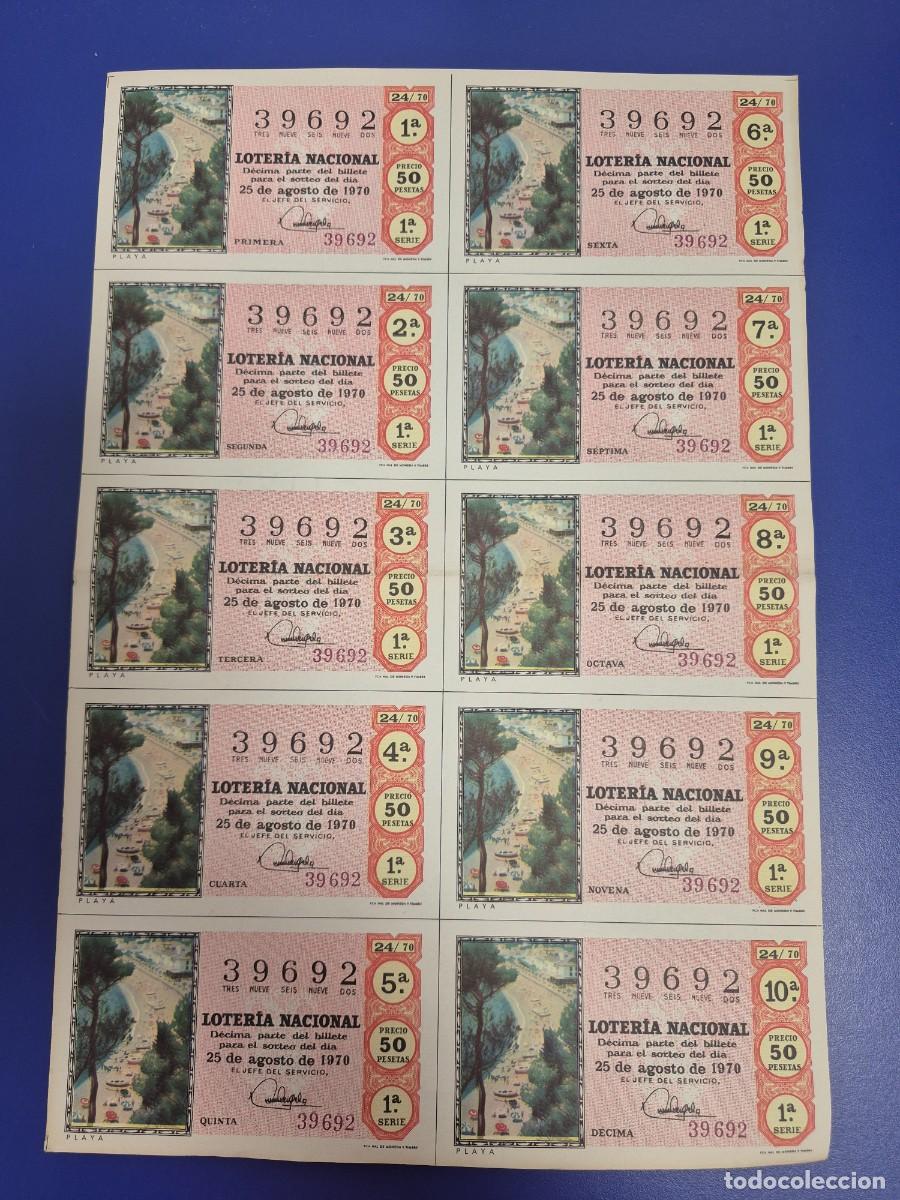 Loter&iacute;a nacional: LOTERIA NACIONAL SORTEO 24 DE 1970 BILLETE COMPLETO SERIE 1
