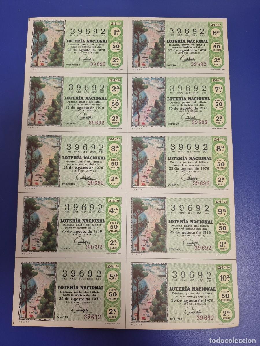 Loter&iacute;a nacional: LOTERIA NACIONAL SORTEO 24 DE 1970 BILLETE COMPLETO SERIE 2