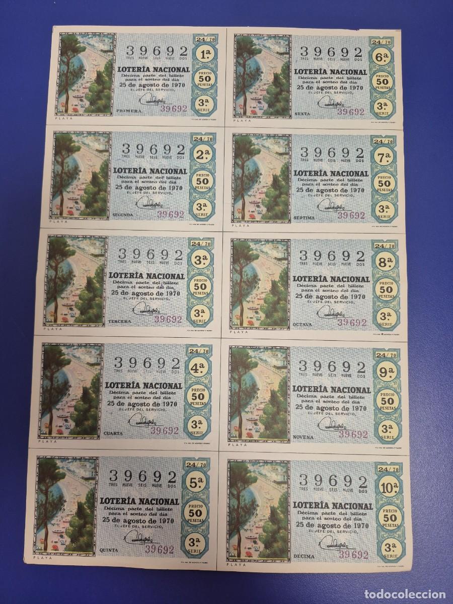 Loter&iacute;a nacional: LOTERIA NACIONAL SORTEO 24 DE 1970 BILLETE COMPLETO SERIE 3