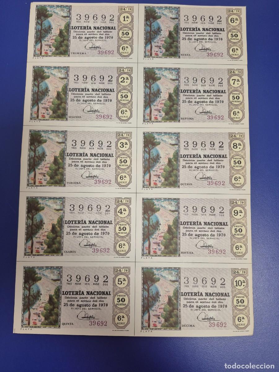 Loter&iacute;a nacional: LOTERIA NACIONAL SORTEO 24 DE 1970 BILLETE COMPLETO SERIE 6