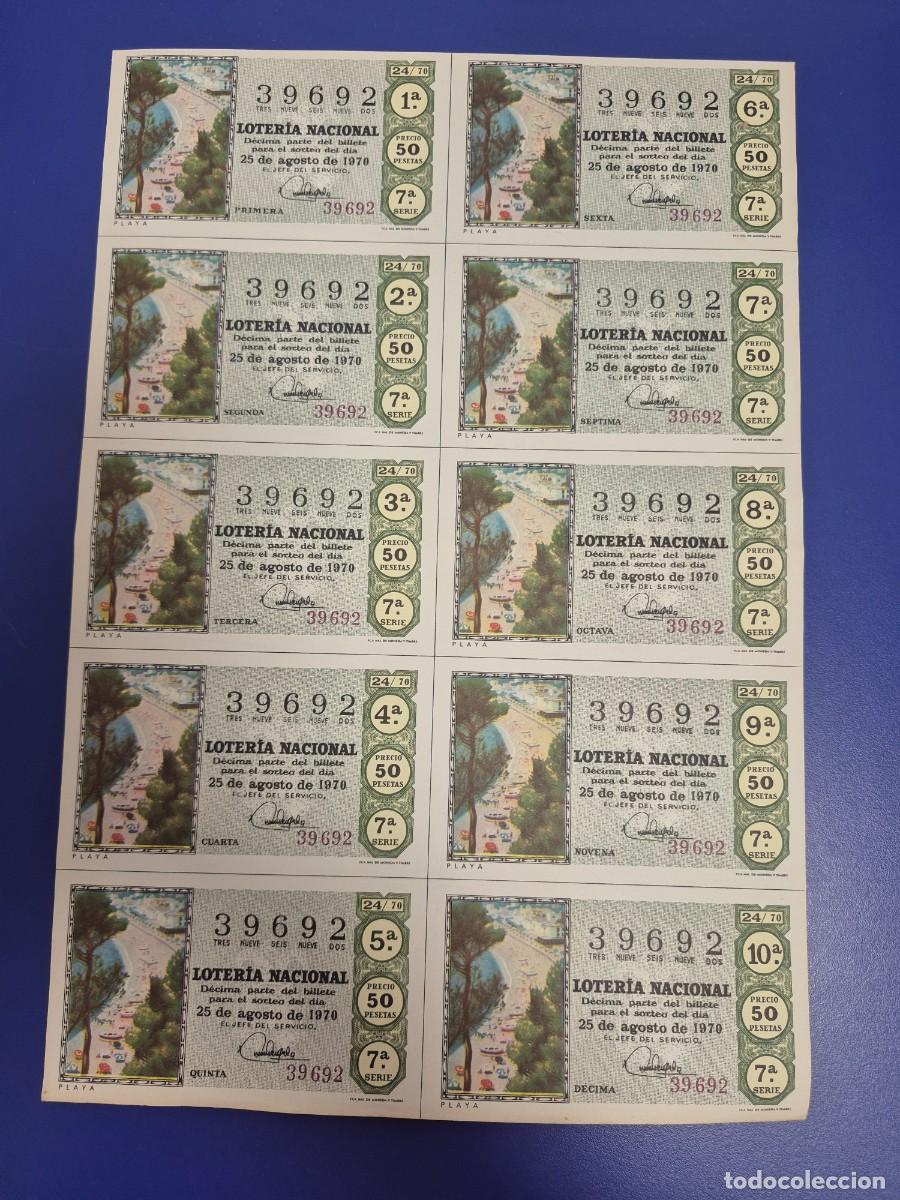 Loter&iacute;a nacional: LOTERIA NACIONAL SORTEO 24 DE 1970 BILLETE COMPLETO SERIE 7
