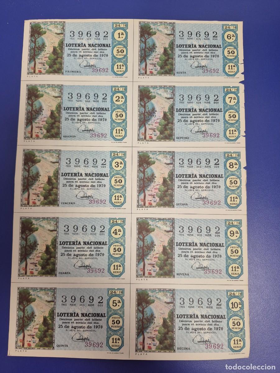 Loter&iacute;a nacional: LOTERIA NACIONAL SORTEO 24 DE 1970 BILLETE COMPLETO SERIE 11