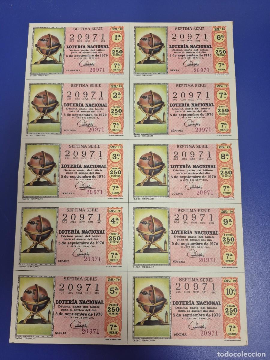 Loter&iacute;a nacional: LOTERIA NACIONAL SORTEO 25 DE 1970 BILLETE COMPLETO SERIE 7