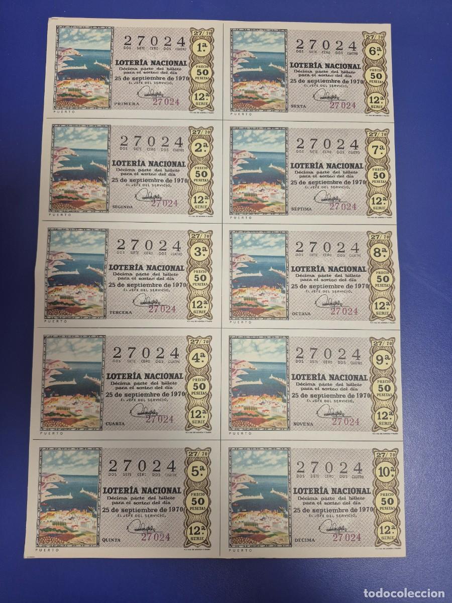 Loter&iacute;a nacional: LOTERIA NACIONAL SORTEO 27 DE 1970 BILLETE COMPLETO SERIE 12