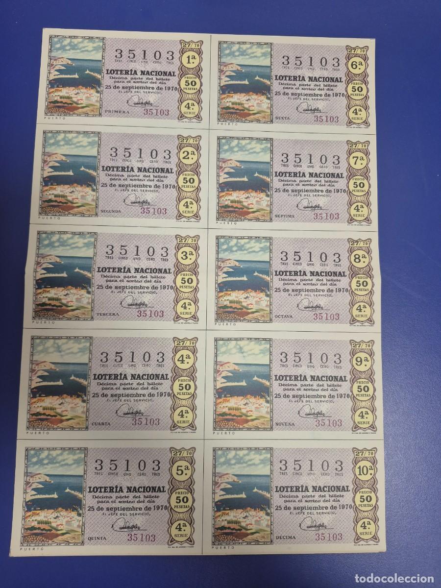 Loter&iacute;a nacional: LOTERIA NACIONAL SORTEO 27 DE 1970 BILLETE COMPLETO SERIE 4