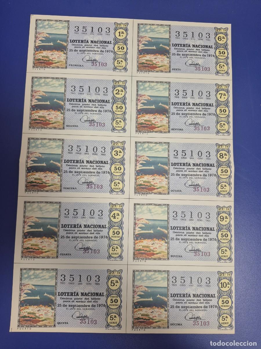 Loter&iacute;a nacional: LOTERIA NACIONAL SORTEO 27 DE 1970 BILLETE COMPLETO SERIE 5