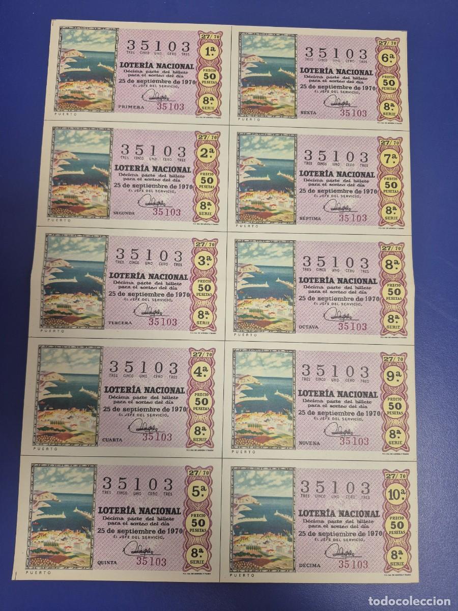 Loter&iacute;a nacional: LOTERIA NACIONAL SORTEO 27 DE 1970 BILLETE COMPLETO SERIE 8