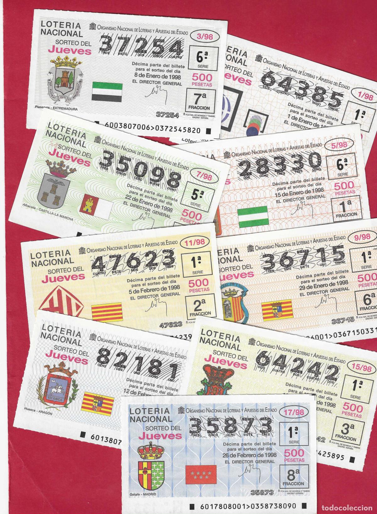 Loter&iacute;a nacional: LOTERIA A&Ntilde;O 1998 COMPLETO DE LOS JUEVES 53 DECIMOS
