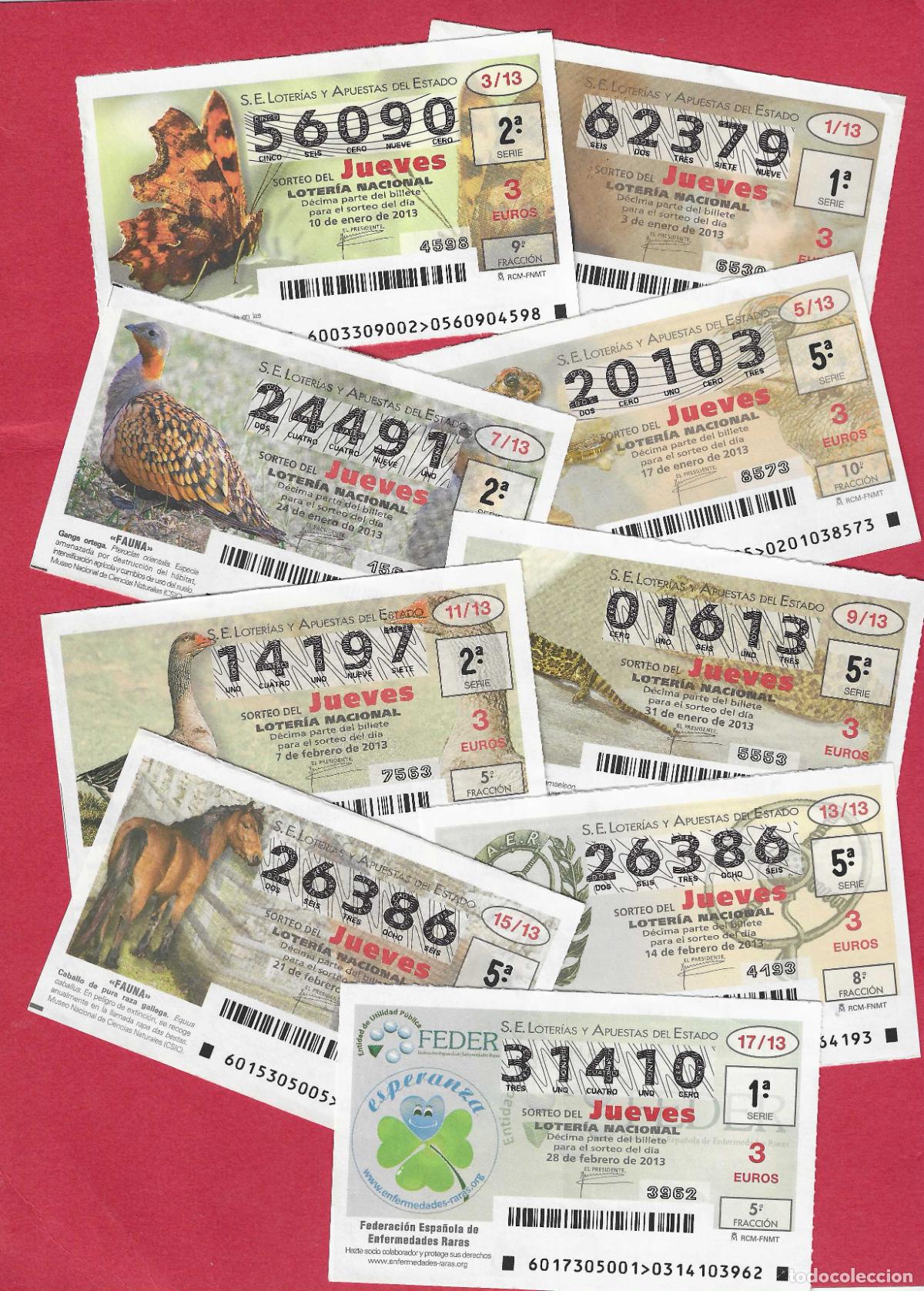 Loter&iacute;a nacional: LOTERIA A&Ntilde;O 2013 COMPLETO DE LOS JUEVES 51 DECIMOS