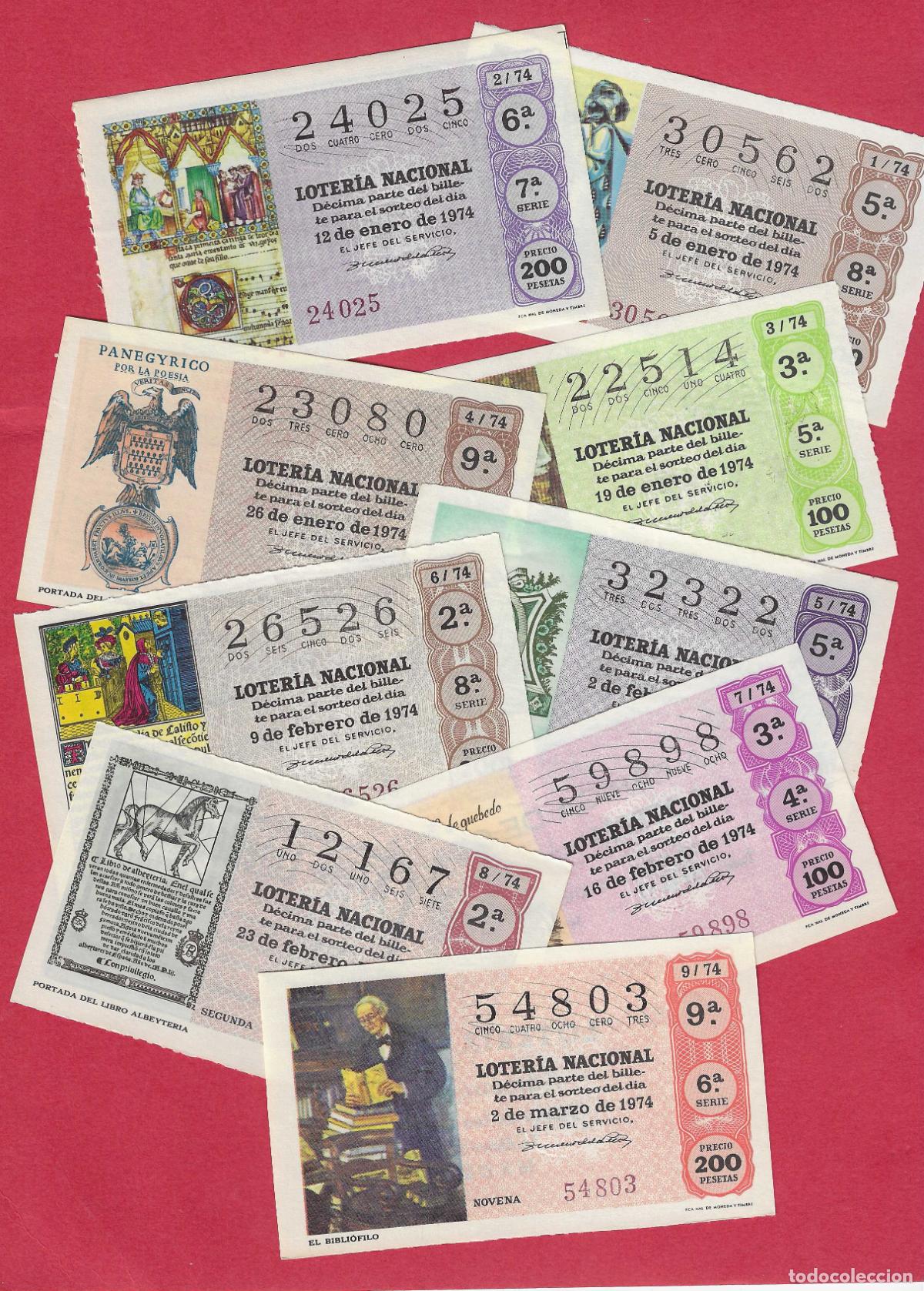 Loter&iacute;a nacional: LOTERIA A&Ntilde;O 1974 COMPLETO 45 DECIMOS