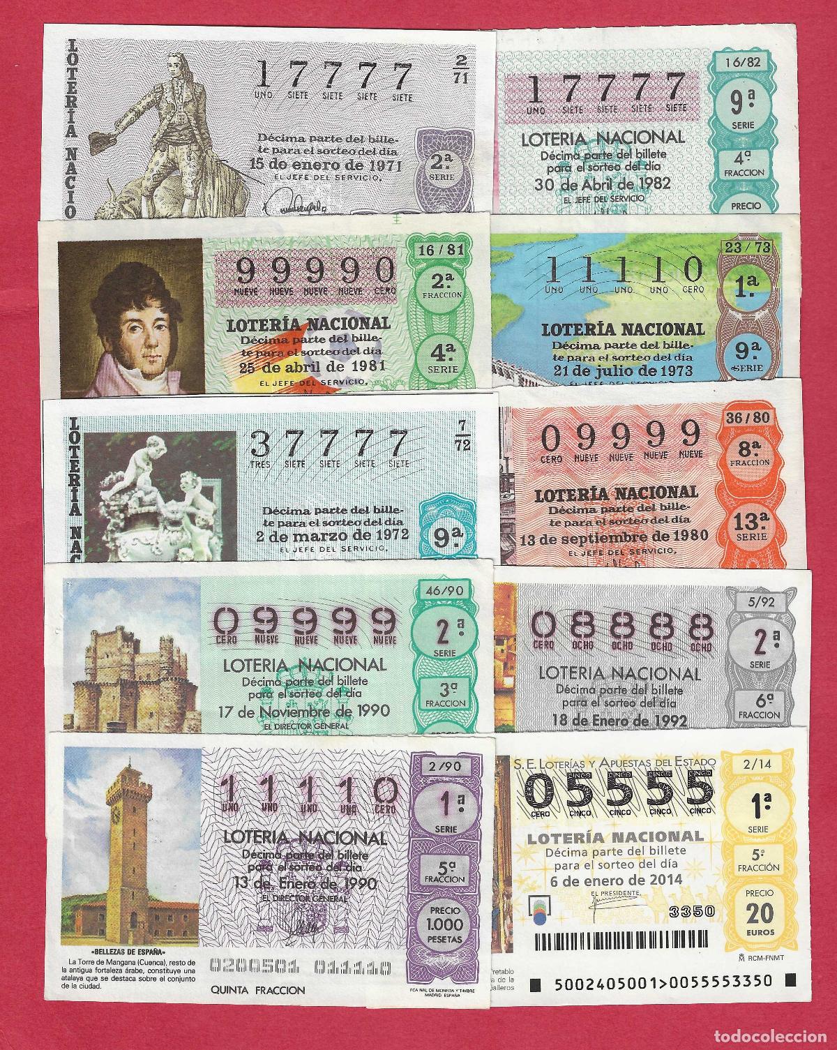 Loter&iacute;a nacional: LOTERIA 10 DECIMOS CON CUATRO NUMEROS IGUALES