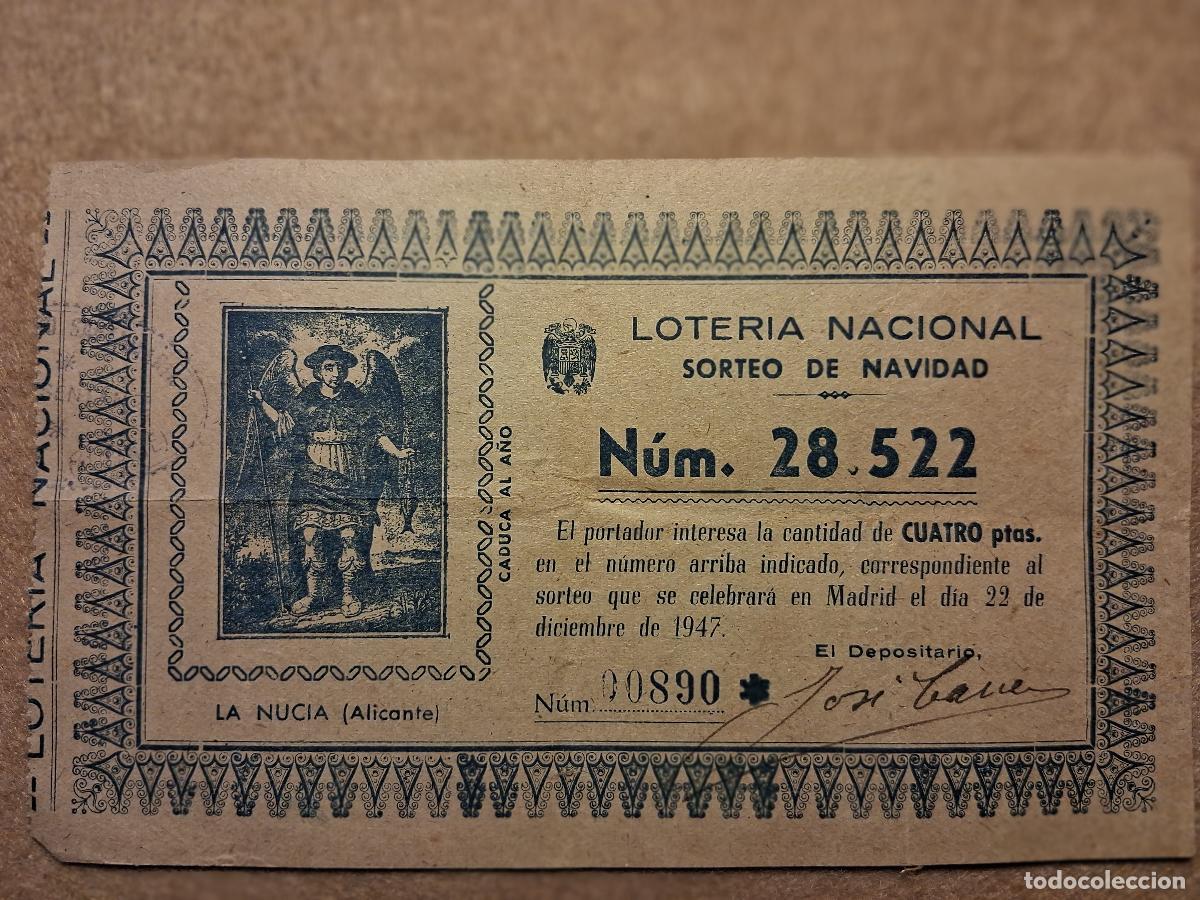 Loter&iacute;a nacional: PAPELETA DE LOTERIA NACIONAL SORTEO DE 22 DE DICIEMBRE DE 1947.