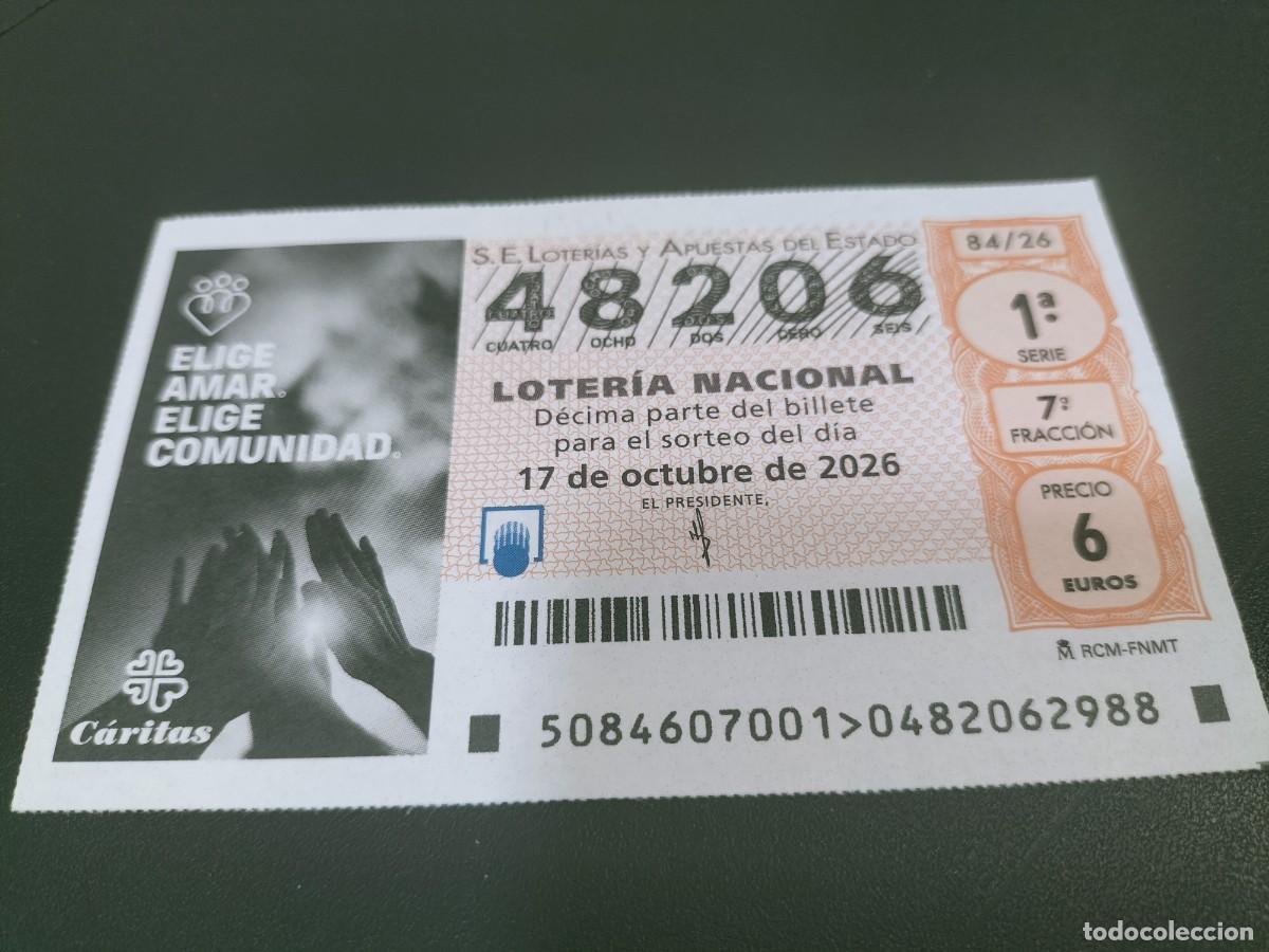 Loter&iacute;a nacional: 1 DECIMO LOTERIA NACIONAL SABADO 17 OCTUBRE 2026 84/26 CARITAS - ELIGE AMAR