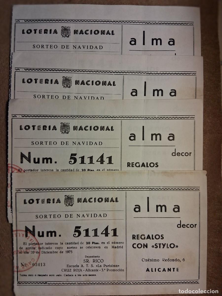 Loter&iacute;a nacional: LOTE CUATRO PAPELETAS ESCUELA A.T.S.LA PUR&Iacute;SIMA CRUZ ROJA, TERCERA PROMOCI&Oacute;N. LOTER&Iacute;A NAL.20/12/1975