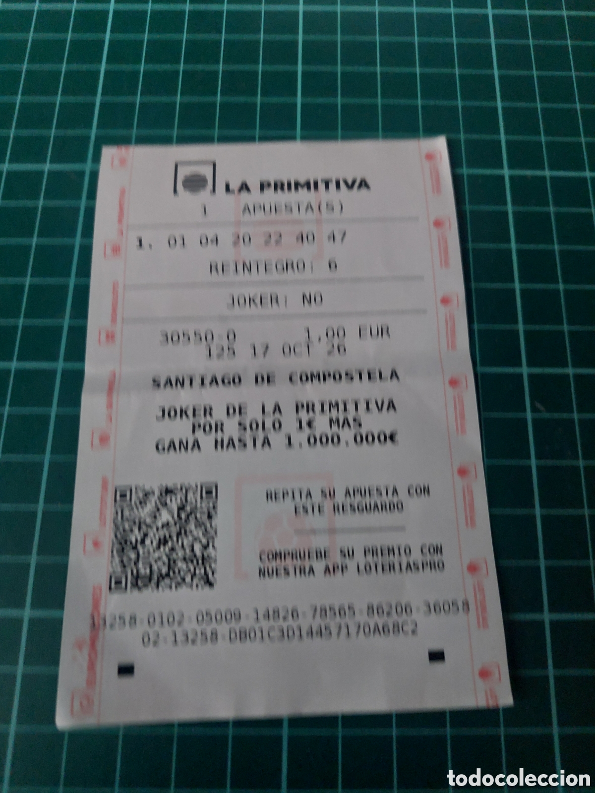 Loter&iacute;a nacional: BOLETO SANTIAGO COMPOSTELA LA PRIMITIVA