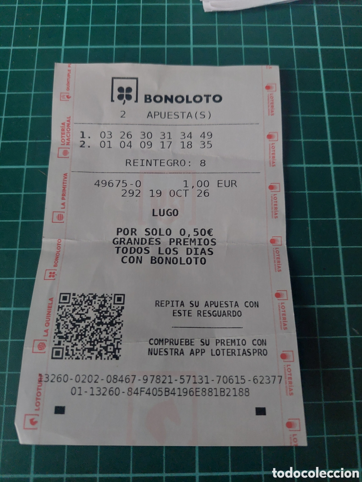 Loter&iacute;a nacional: BOLETO LUGO BONOLOTO