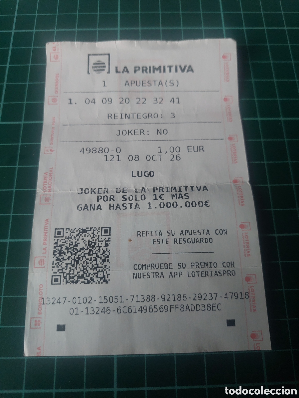 Loter&iacute;a nacional: BOLETO LUGO LA PRIMITIVA OCTUBRE