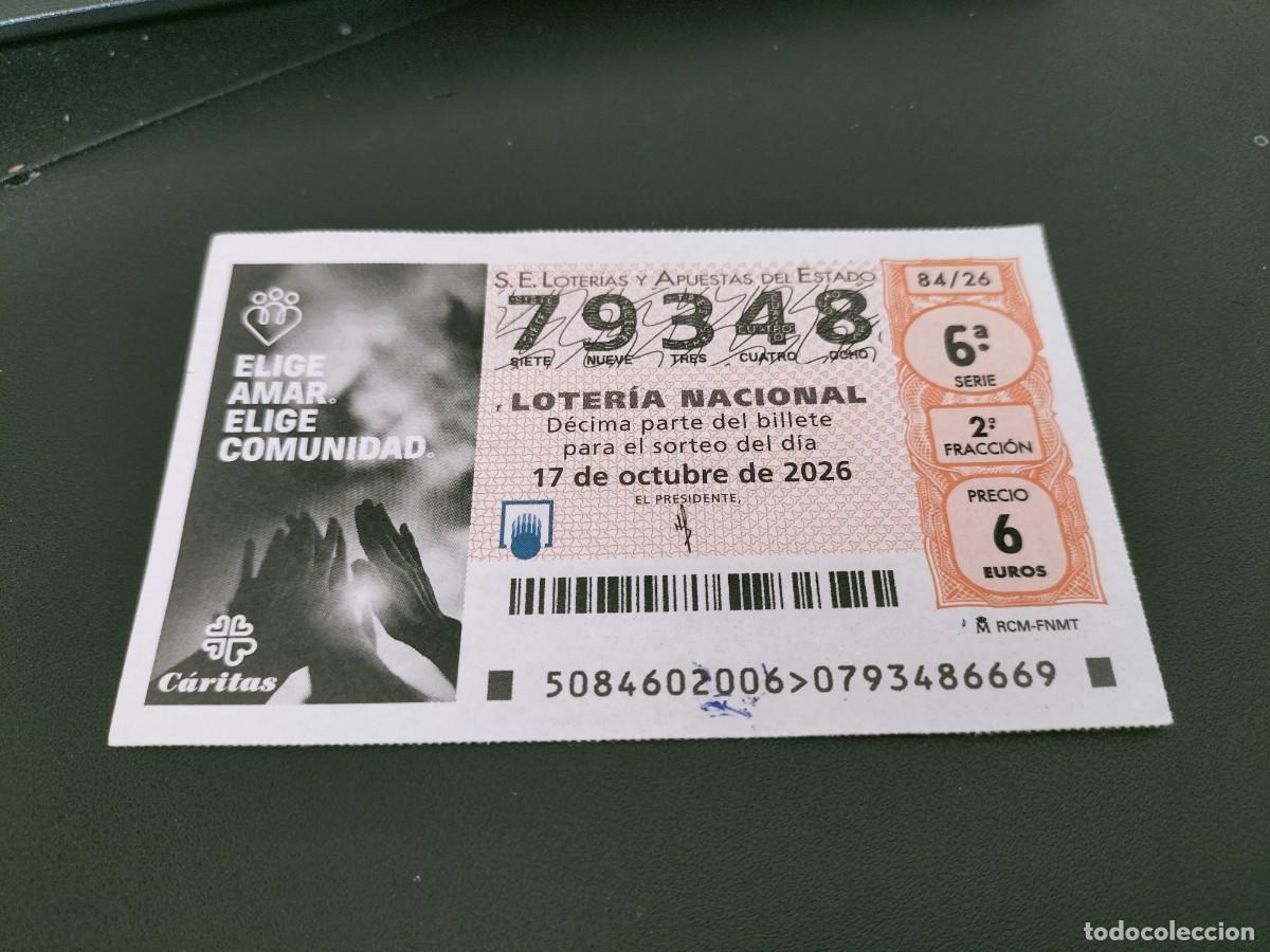 Loter&iacute;a nacional: 1 DECIMO LOTERIA NACIONAL SABADO 17 OCTUBRE 2026 84/26 CARITAS - ELIGE AMAR