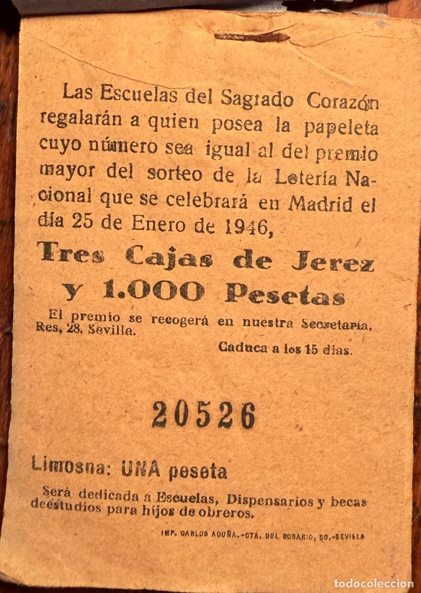 Loter&iacute;a nacional: TALONARIO LOTERIA, LAS ESCUELAS DEL SAGRADO CORAZON, 22 NUMEROS. A&Ntilde;O 1946