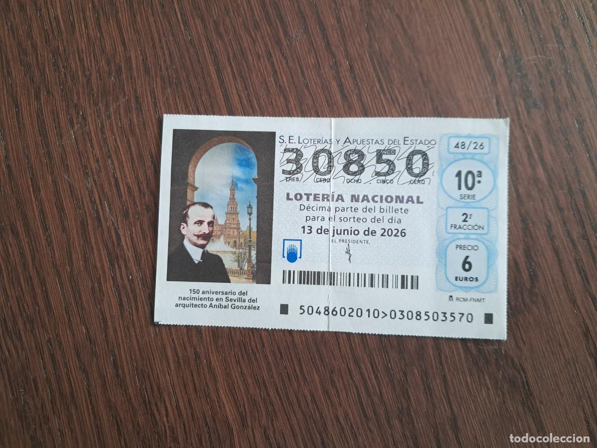 Loter&iacute;a nacional: d&eacute;cimo loter&iacute;a 13-06-26, 150 aniv. nacimiento arquitecto Anibal Gonz&aacute;lez, sorteo 48/26