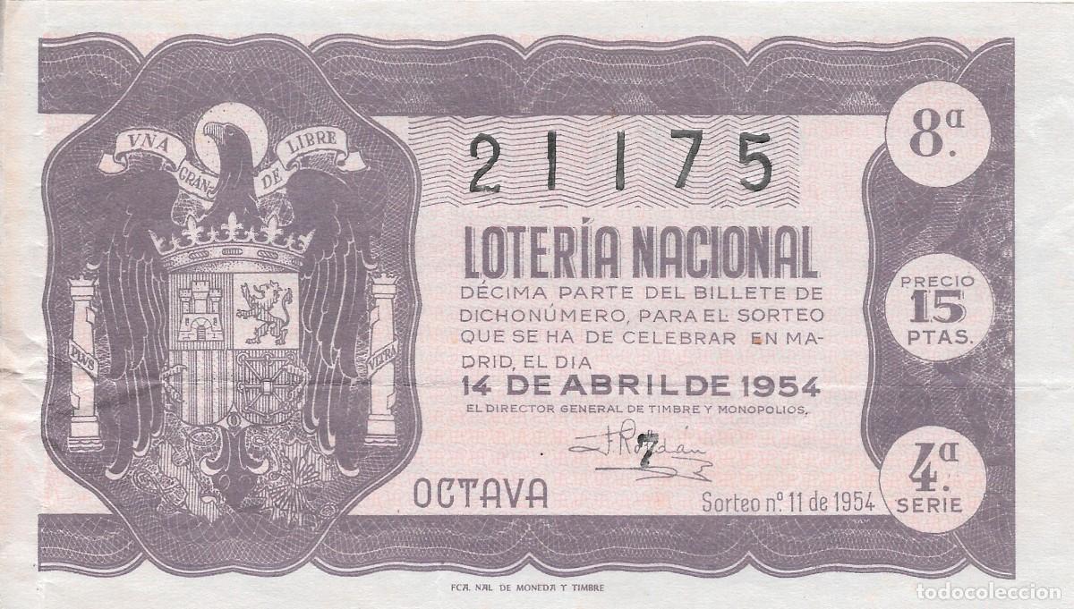 Loter&iacute;a nacional: LOTER&Iacute;A NACIONAL. SORTEO 11 DE 1954
