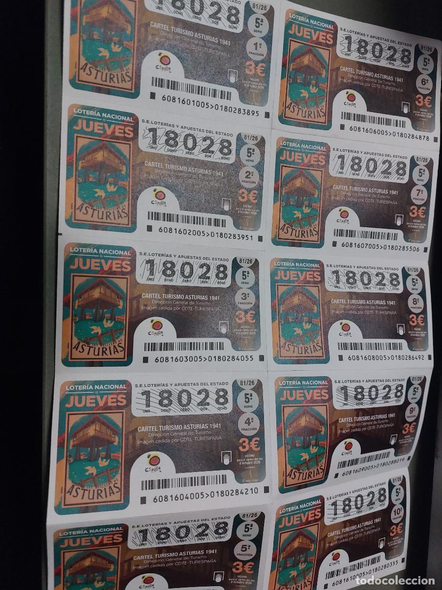 Loter&iacute;a nacional: 18028 81/26 El Jueves. 10 D&eacute;cimo de Loteria Nacional. Buen estado. s-2