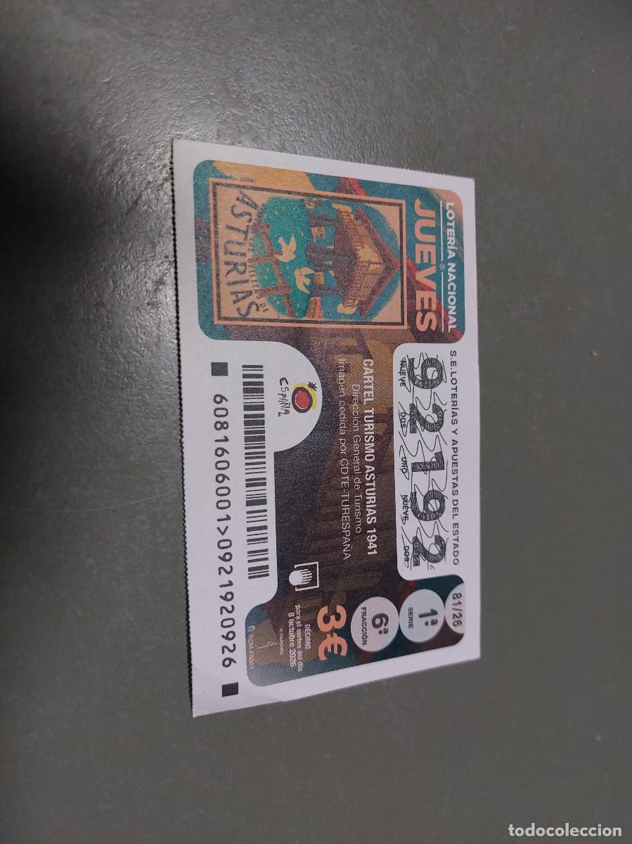 Loter&iacute;a nacional: 92192 81/26 El Jueves. D&eacute;cimo de Loteria Nacional. Buen estado. s-2