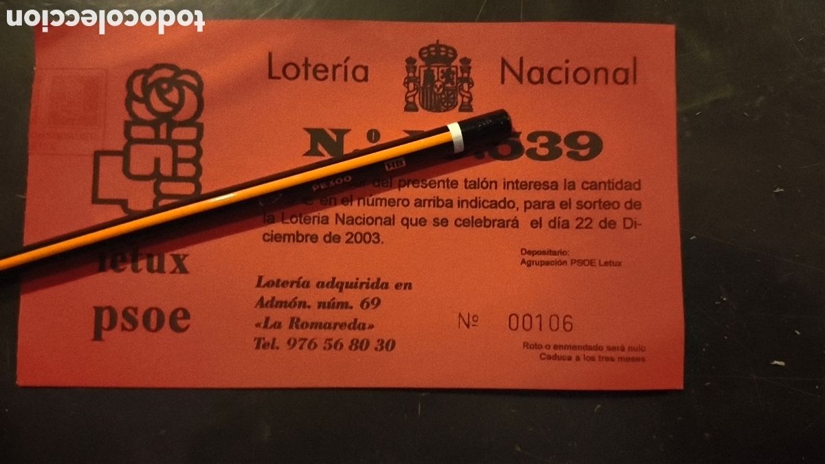 Loter&iacute;a nacional: Participaci&oacute;n loter&iacute;a nacional PSOE Letux Zaragoza