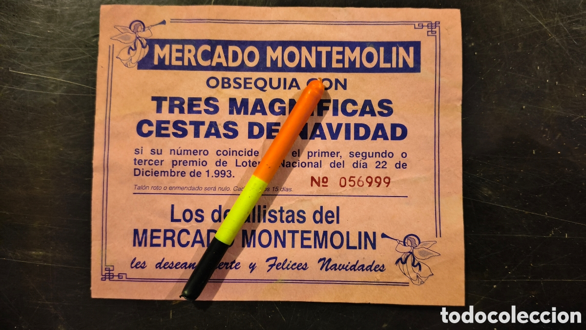 Loter&iacute;a nacional: Boleto sorteo mercado montemolin Zaragoza loter&iacute;a navidad cesta