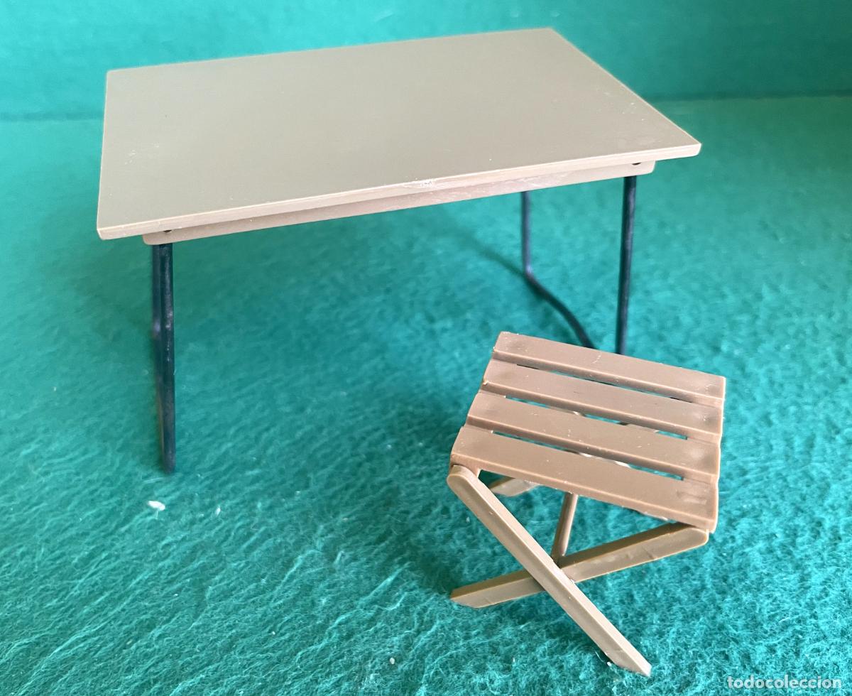 Madelman: MADELMAN ORIGINAL 1&ordf; - MESA Y SILLA DE CAMPA&Ntilde;A - ALTO MANDO - PERFECTO ESTADO
