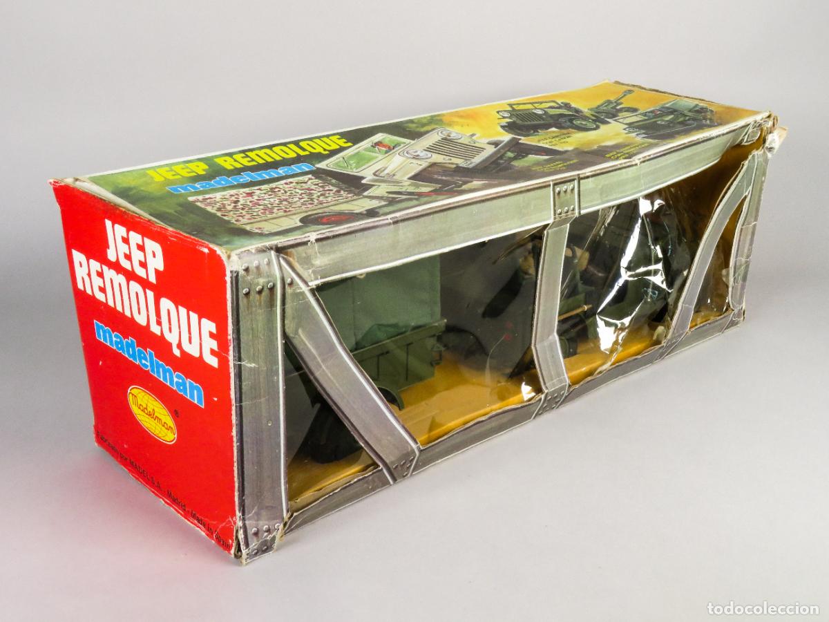 Madelman: Jeep con remolque Madelman con mu&ntilde;eco y caja Ref 721 cat&aacute;logo 1977 Caja rara