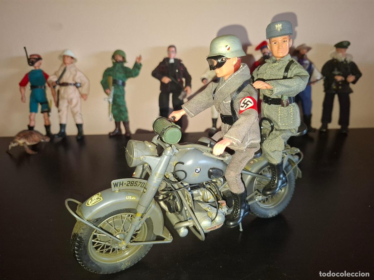 Madelman: Mademan MDE Segunda Guerra Mundial Espectacular Moto BMW con piloto nazi aleman WWII Wehrmatch Unico
