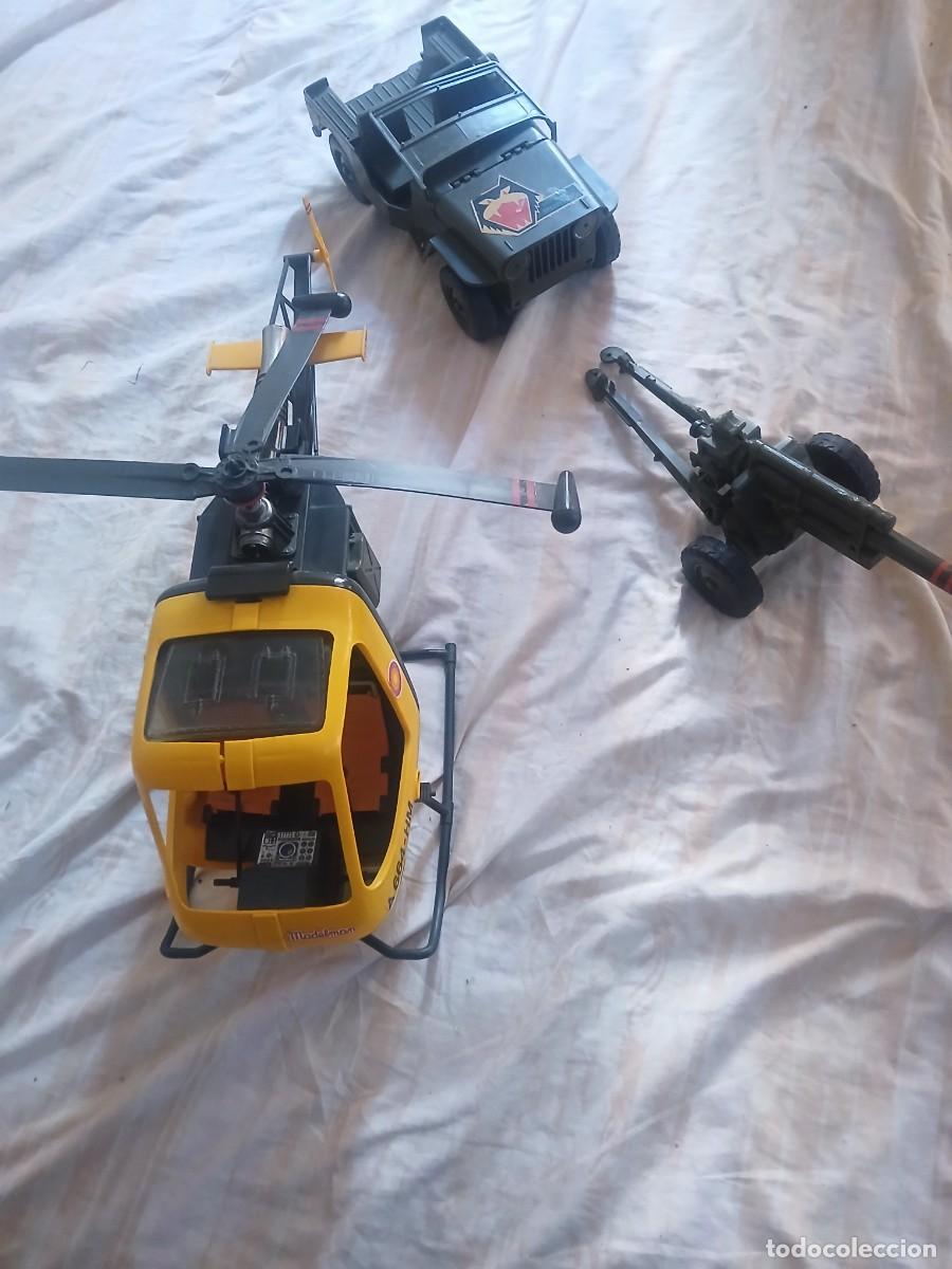 Madelman: Antiguo lote militar de madelman helic&oacute;ptero(80&euro;) ca&ntilde;&oacute;n (18&euro;)y jeep combate divisi&oacute;n panter(80&euro;)
