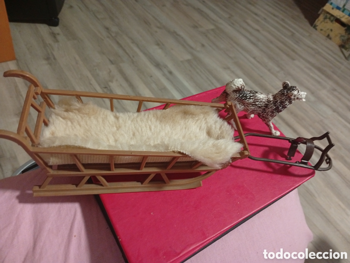 Madelman: Trineo y perro Madelman original perfecto estado