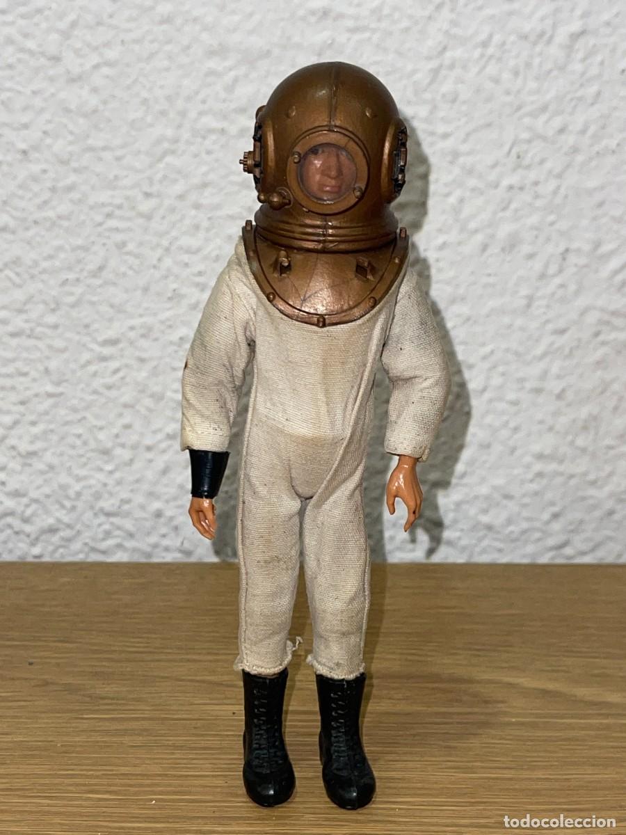 Madelman: Antigua figura Original Madelman Buzo con escafandra 1&ordf; Generaci&oacute;n a&ntilde;os 70 1:12 Madel Exin buceador