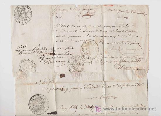 Manuscritos antiguos: Pasaporte - Viaje Francia- Espa&ntilde;a- 1822 - Foto 2